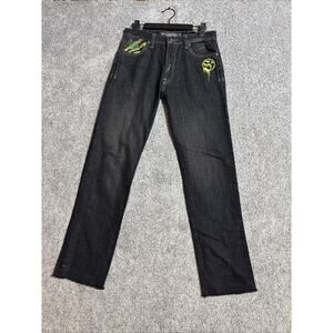 Jinzu Jeans Boys Size 14 Y2K Grunge Edgy Streetwear Embroidered Punk Dark Wash